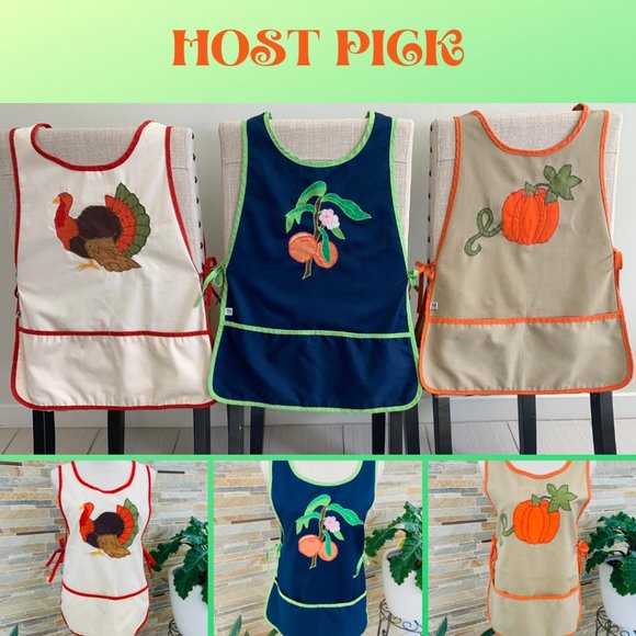 SET OF 3 VINTAGE LOOK SMOCK APRONS - Picture 2 of 15